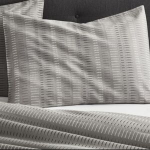 NWOT Crate&Barrel Yates Full/Queen Duvet Cover & Shams  Gray Geometric